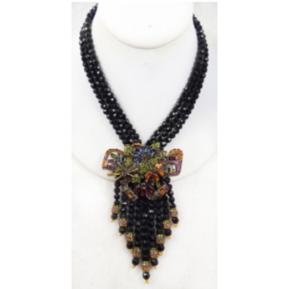 Heidi Daus Black Waterfall Cascade Necklace